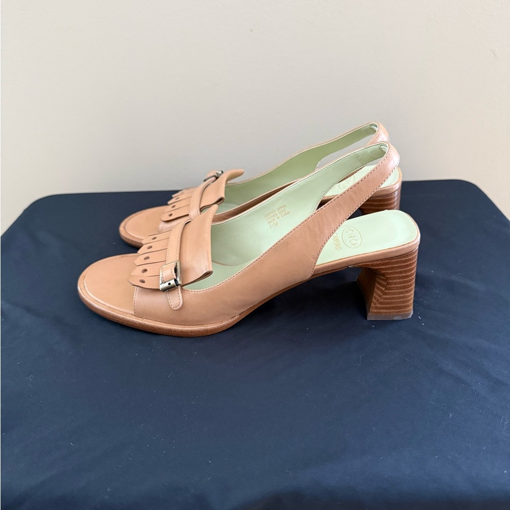 CIRCA Joan & David Leather Tan Sandals - Picture 2 of 6
